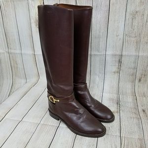 Nine West Giselle Brown Leather Riding Boots Sz 7